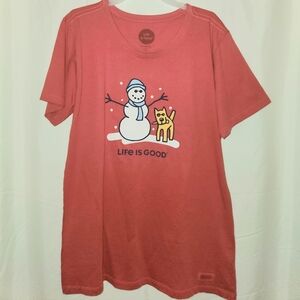 LIFE IS GOOD S/S SNOWMAN AND ROCKET RED CRUSHER TEE TOP SIZE Medium NEW